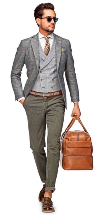 Dunkelbraune Doppelmonks aus Leder kombinieren – 904+ Herren Outfits