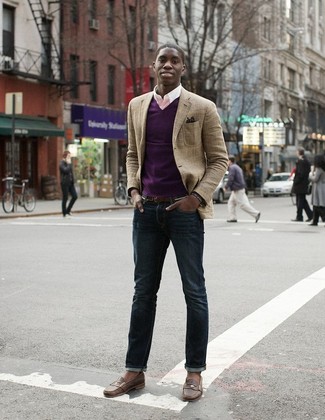 Welche enge Jeans mit dunkelbrauner Slipper zu tragen – 106 Herren Outfits