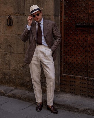 Dunkelbraunes Sakko mit Schottenmuster kombinieren – 389 Herren Outfits