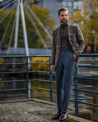 Dunkelbraunes Sakko mit Schottenmuster kombinieren – 389 Herren Outfits