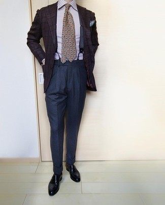 Dunkelbraunes Sakko mit Schottenmuster kombinieren – 389 Herren Outfits