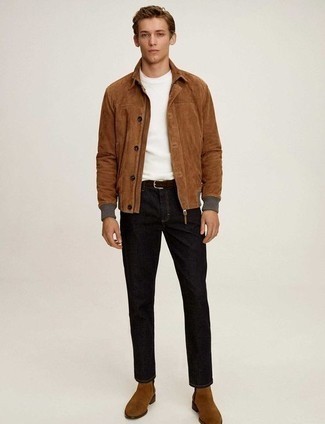 Dunkelbraunen Wildledergürtel kombinieren – 229 Herren Outfits