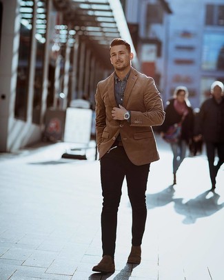 Dunkelbraune Chelsea Boots aus Wildleder kombinieren – 1071+ Herren Outfits