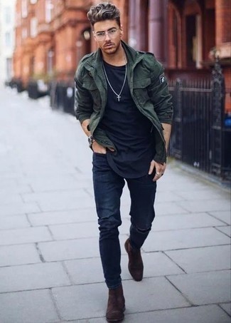 Dunkelbraune Chelsea Boots aus Wildleder kombinieren – 1071+ Herren Outfits