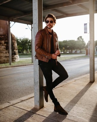 Dunkelbraune Chelsea Boots aus Wildleder kombinieren – 1071+ Herren Outfits