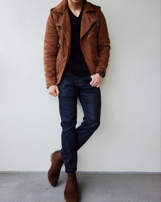 Dunkelbraune Chelsea Boots aus Wildleder kombinieren – 1071+ Herren Outfits