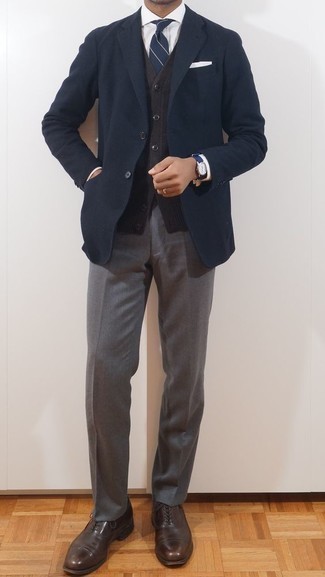 Dunkelbraunen Pullunder kombinieren – 91 Herren Outfits