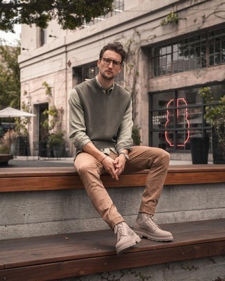 Dunkelbraunen Pullunder kombinieren – 91 Herren Outfits