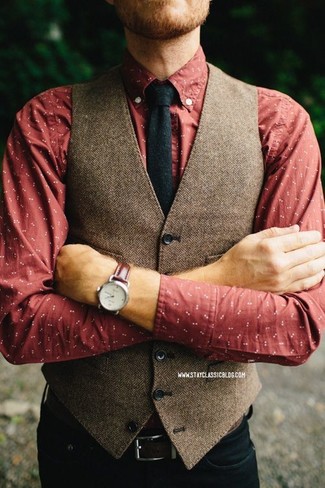 Dunkelbraunen Wollüberzug kombinieren – 104 Herbst Herren Outfits