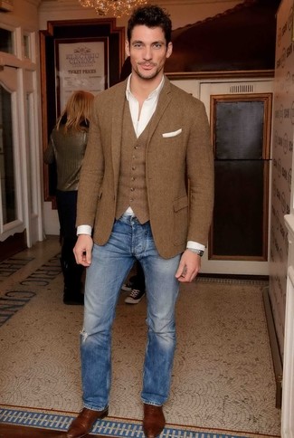 Dunkelbraunen Wollüberzug kombinieren – 104 Herbst Herren Outfits