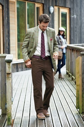 Dunkelgrüne Jacke mit Karomuster kombinieren – 12 Frühling Herren Outfits