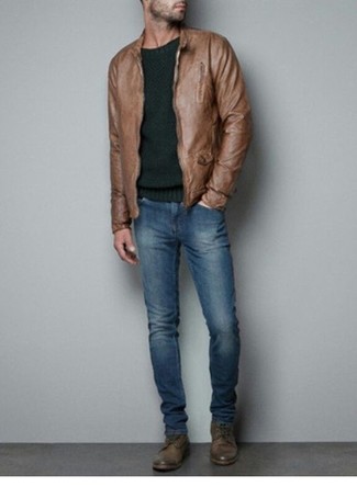 Welche Freizeitstiefel mit dunkelgrünen Pullovers mit einem Rundhalsausschnitt zu tragen – 42 Herren Outfits