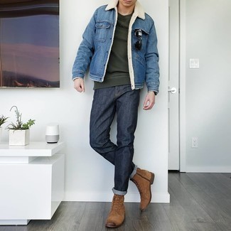 Welche Freizeitstiefel mit dunkelgrünen Pullovers mit einem Rundhalsausschnitt zu tragen – 42 Herren Outfits