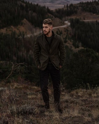 Welche Freizeitstiefel mit dunkelgrünen Pullovers mit einem Rundhalsausschnitt zu tragen – 42 Herren Outfits