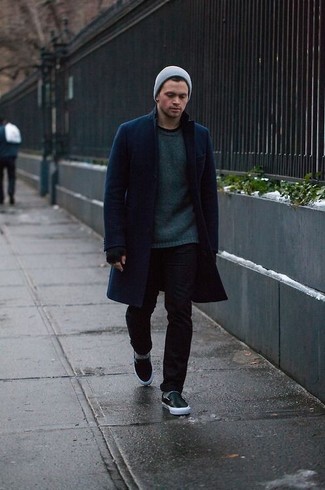 Welche Jeans mit dunkelgrünen Pullovers mit einem Rundhalsausschnitt zu tragen – 147 Herren Outfits
