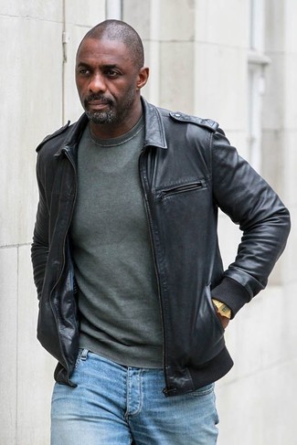 Welche Jeans mit dunkelgrünen Pullovers mit einem Rundhalsausschnitt zu tragen – 147 Herren Outfits