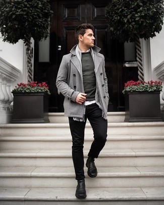 Welche Jeans mit dunkelgrünen Pullovers mit einem Rundhalsausschnitt zu tragen – 147 Herren Outfits