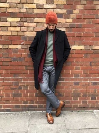 Welche Mäntel mit dunkelgrünen Pullovers mit einem Rundhalsausschnitt zu tragen – 46 Herren Outfits