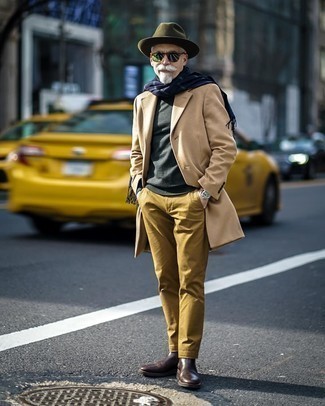 Welche Mäntel mit dunkelgrünen Pullovers mit einem Rundhalsausschnitt zu tragen – 46 Herren Outfits