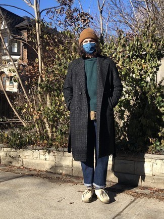 Welche Mäntel mit dunkelgrünen Pullovers mit einem Rundhalsausschnitt zu tragen – 46 Herren Outfits