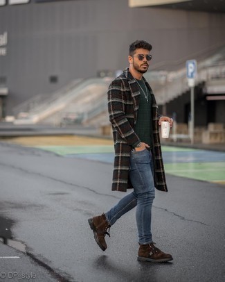 Welche Mäntel mit dunkelgrünen Pullovers mit einem Rundhalsausschnitt zu tragen – 46 Herren Outfits