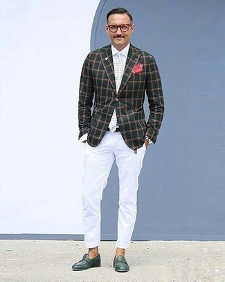 Dunkelgrüne Leder Slipper kombinieren – 72 Herren Outfits
