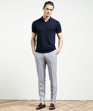 Dunkelgrüne Leder Slipper kombinieren – 1 Herren Outfits heiß Wetter