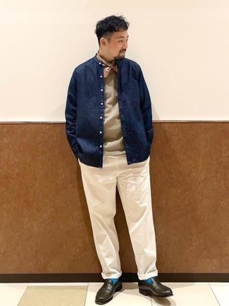Dunkelgrüne Leder Slipper kombinieren – 37 Smart-Casual Herren Outfits warm Wetter