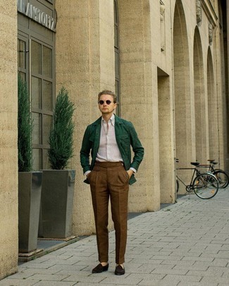 Dunkelgrüne Leinen Shirtjacke kombinieren – 10 Herren Outfits
