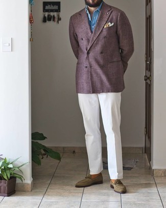 Welche Zweireiher-Sakkos mit dunkelgrüner Slipper zu tragen – 20 Herren Outfits