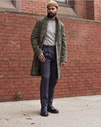 Dunkelgrünen Mantel mit Schottenmuster kombinieren – 14 Herren Outfits