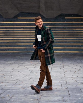 Dunkelgrünen Mantel mit Schottenmuster kombinieren – 14 Herren Outfits