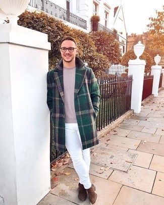 Dunkelgrünen Mantel mit Schottenmuster kombinieren – 14 Herren Outfits