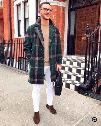 Dunkelgrünen Mantel mit Schottenmuster kombinieren – 14 Herren Outfits