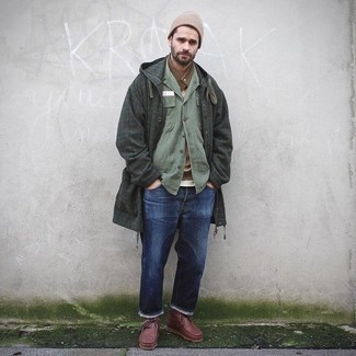 Dunkelgrünen Mantel mit Schottenmuster kombinieren – 14 Herren Outfits