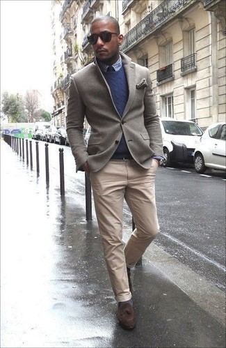 Dunkelgrünes gepunktetes Einstecktuch kombinieren – 17 Herren Outfits