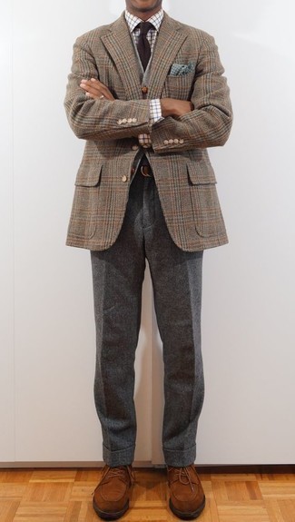 Dunkelgrünes gepunktetes Einstecktuch kombinieren – 17 Herren Outfits