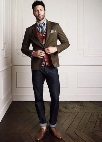 Dunkelgrüne gepunktete Krawatte kombinieren – 70 Herren Outfits