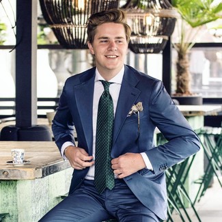 Dunkelgrüne gepunktete Krawatte kombinieren – 70 Herren Outfits
