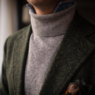 Dunkelgrünes bedrucktes Einstecktuch kombinieren – 134 Herren Outfits