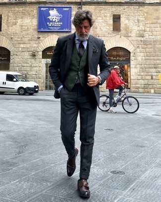 Dunkelgrünes bedrucktes Einstecktuch kombinieren – 134 Herren Outfits