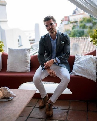Dunkelgrünes bedrucktes Einstecktuch kombinieren – 134 Herren Outfits
