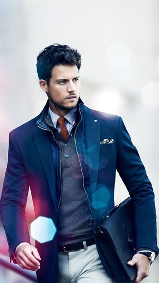 Dunkelgrünes bedrucktes Einstecktuch kombinieren – 134 Herren Outfits