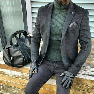 Dunkelgrünen Rollkragenpullover kombinieren – 219 Herren Outfits