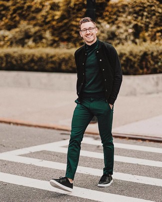 Dunkelgrünen Rollkragenpullover kombinieren – 219 Herren Outfits