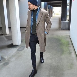 Dunkelgrünen Rollkragenpullover kombinieren – 219 Herren Outfits