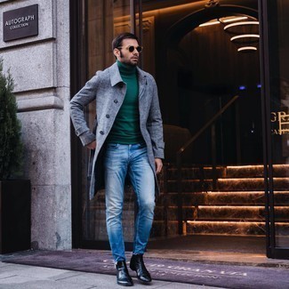 Dunkelgrünen Rollkragenpullover kombinieren – 219 Herren Outfits