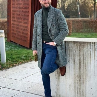 Dunkelgrünen Rollkragenpullover kombinieren – 219 Herren Outfits