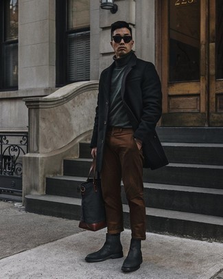 Dunkelgrünen Rollkragenpullover kombinieren – 219 Herren Outfits