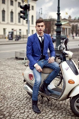 Dunkellila Stiefel kombinieren – 36 Herren Outfits